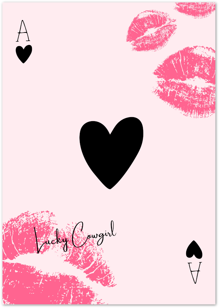 Posterux© | Lucky Cowgirl – Kisses & Cards poster – premium wall art