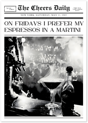 Posterux© | Espresso Martini Friday Poster – Vintage Cocktail Newspaper Style poster – premium wall art