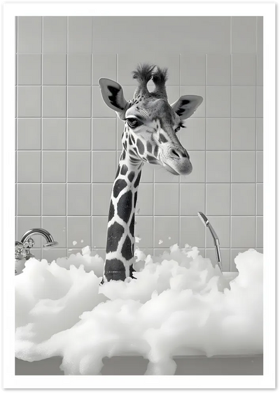 Posterux© | Bathtub Giraffe Poster – Whimsical Bathroom Animal Art poster – premium wall art