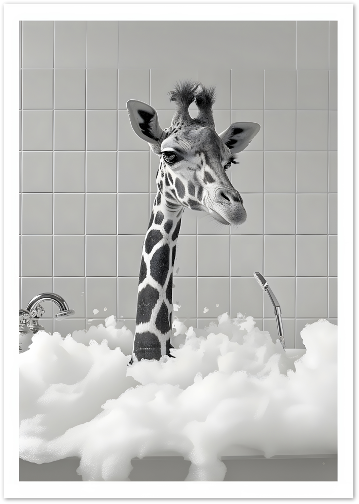 Posterux© | Bathtub Giraffe Poster – Whimsical Bathroom Animal Art poster – premium wall art