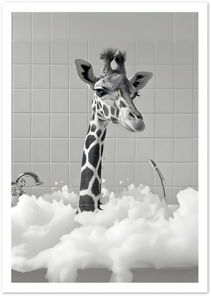 Posterux© | Bathtub Giraffe Poster – Whimsical Bathroom Animal Art poster – premium wall art