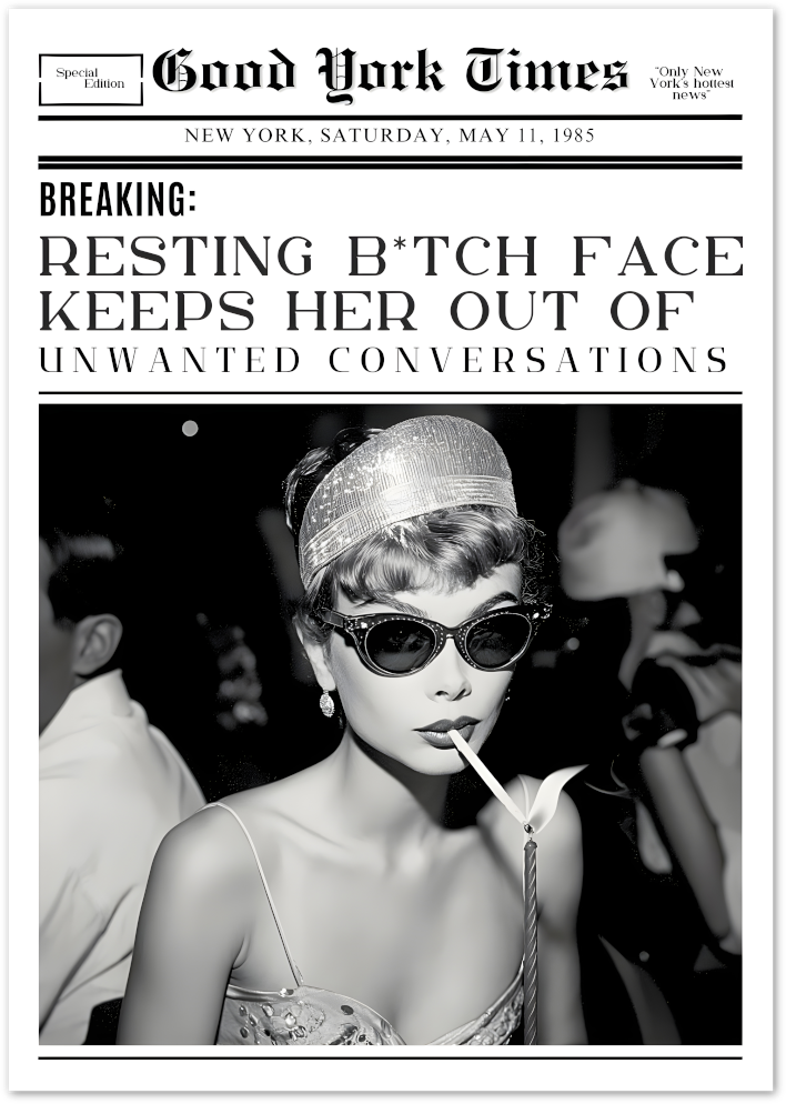 Posterux© | Resting Glam Face Poster – Sassy Vintage Fashion News Print poster – premium wall art