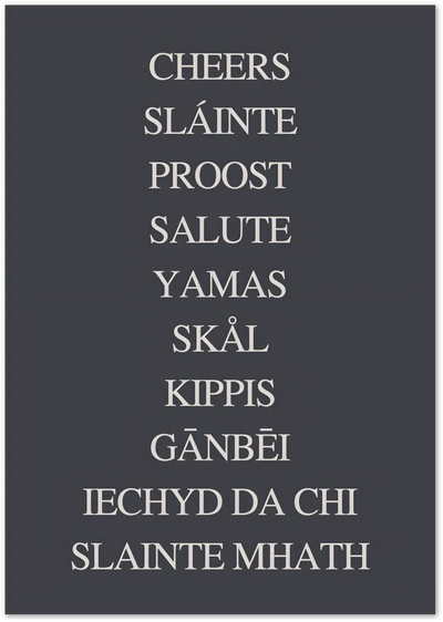 Posterux© | Cheers Typography Poster – Toast Around the World poster – premium wall art