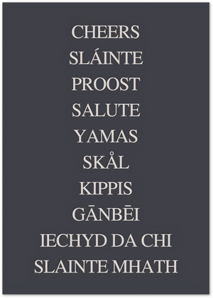 Posterux© | Cheers Typography Poster – Toast Around the World poster – premium wall art