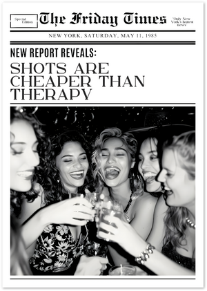 Posterux© | Friday Shots Poster – Retro Party Newspaper Art poster – premium wall art