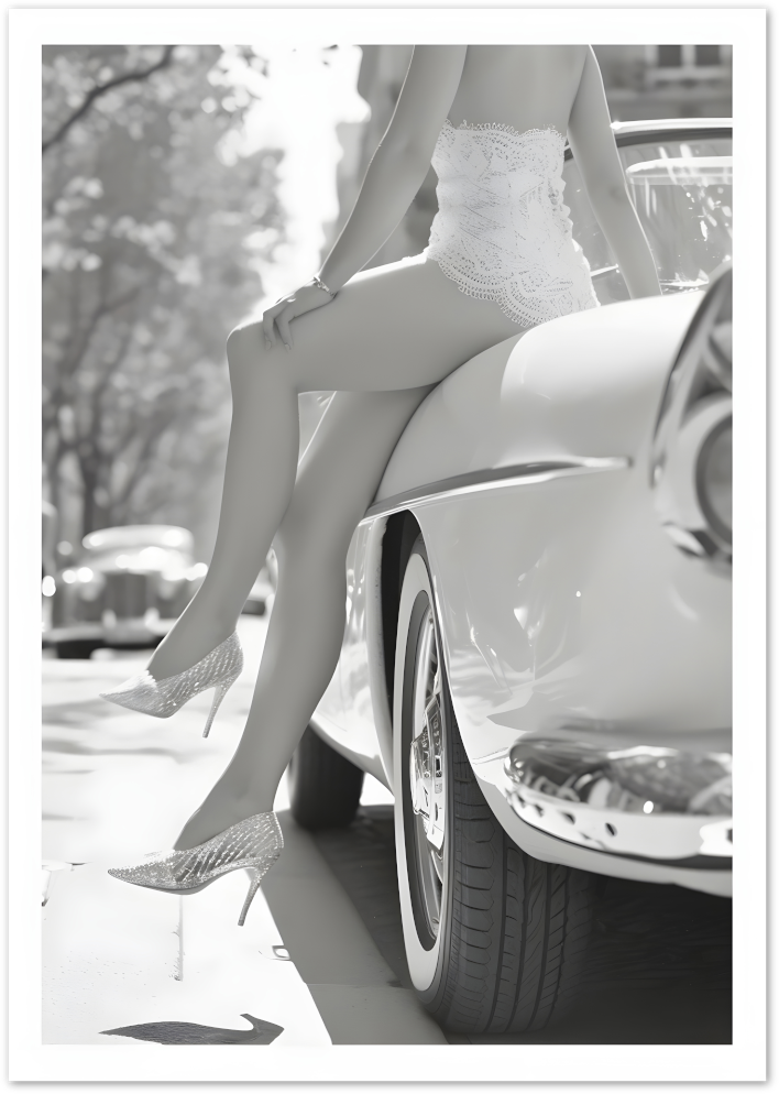 Posterux© | Legs & Lace Poster – Retro Elegance with a Wink poster – premium wall art