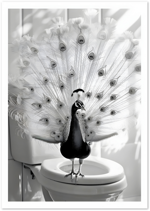 Posterux© | Peacock on Porcelain Poster – Surreal Bathroom Chic poster – premium wall art
