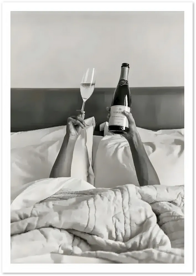 Posterux© | Champagne in Bed Poster – Glamorous Lazy Mornings poster – premium wall art