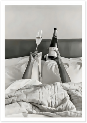 Posterux© | Champagne in Bed Poster – Glamorous Lazy Mornings poster – premium wall art