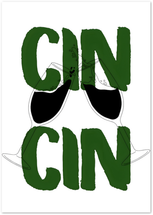 Posterux© | Cin Cin Poster – Cheers in Green & Glass poster – premium wall art