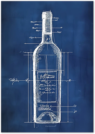 Posterux© | Wine Bottle Blueprint Poster – Vintage Bar Wall Art poster – premium wall art