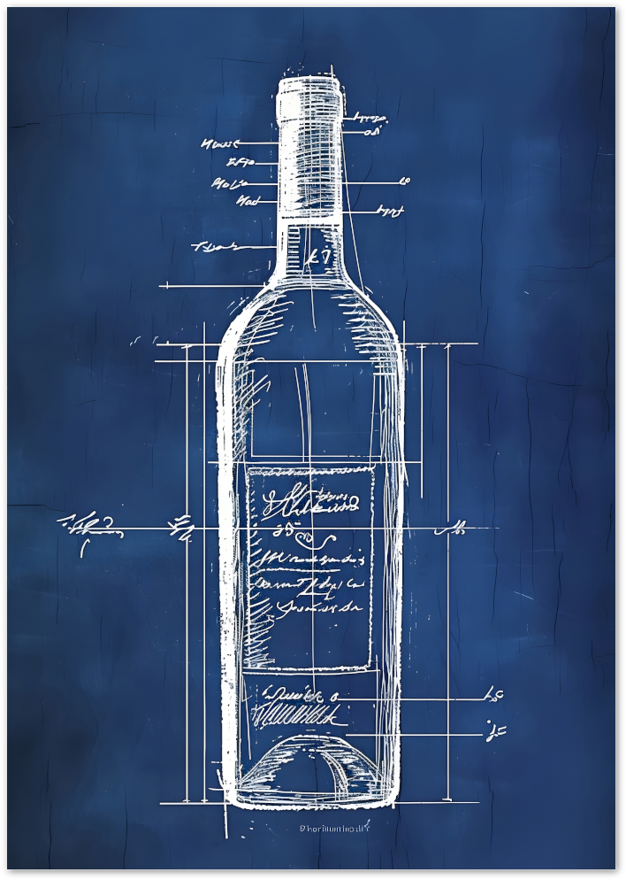 Posterux© | Wine Bottle Blueprint Poster – Vintage Bar Wall Art poster – premium wall art