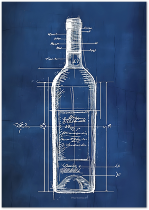 Posterux© | Wine Bottle Blueprint Poster – Vintage Bar Wall Art poster – premium wall art