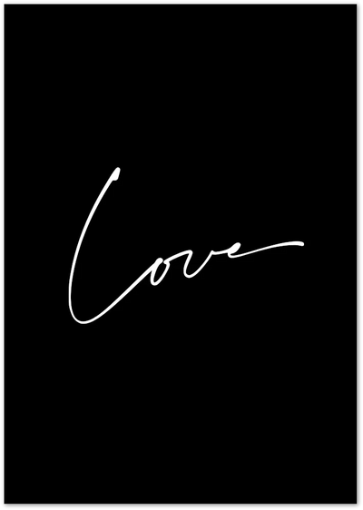 Posterux© | Love Script Poster – Handwritten Word on Black poster – premium wall art