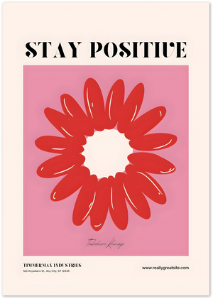 Posterux© | Stay Positive Poster – Red Flower on Pink poster – premium wall art