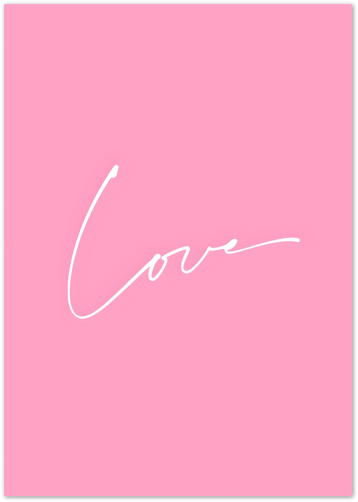 Posterux© | Love in Pink Poster – Handwritten Word in Soft Color poster – premium wall art