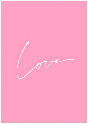 Posterux© | Love in Pink Poster – Handwritten Word in Soft Color poster – premium wall art