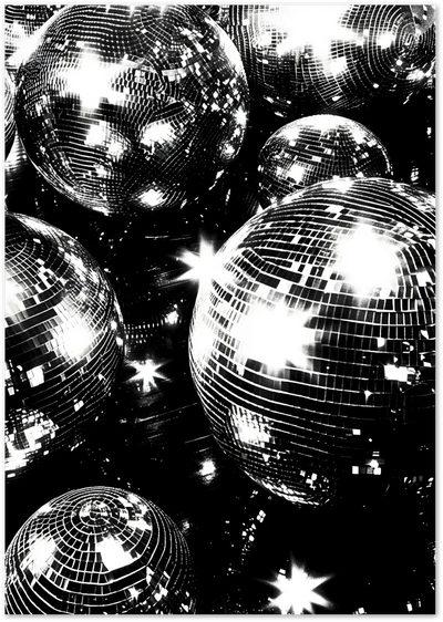Posterux© | Disco Balls Poster – Sparkling Monochrome Wall Art poster – premium wall art