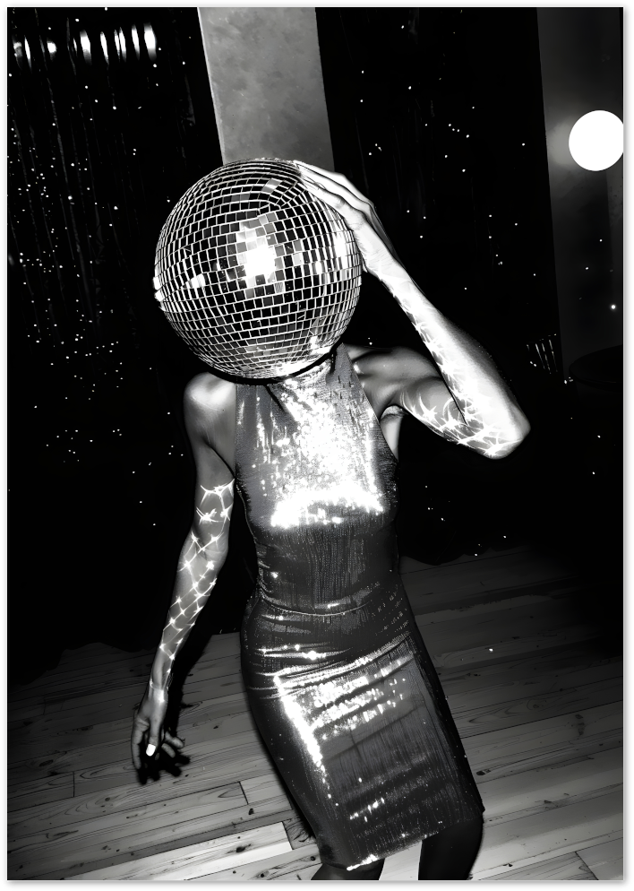 Posterux© | Disco Head Poster – Fashion Party Surrealism poster – premium wall art