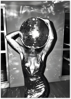 Posterux© | Disco Diva Poster – Sparkle & Strength in Monochrome poster – premium wall art