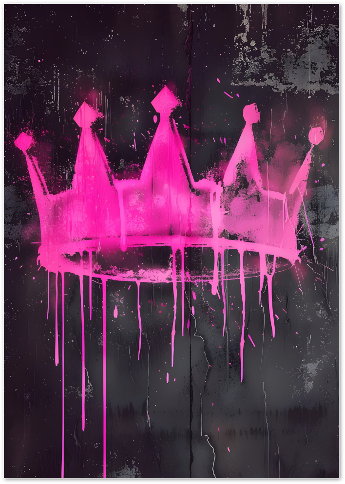 Posterux© | Neon Crown Poster – Urban Pink Graffiti Style poster – premium wall art