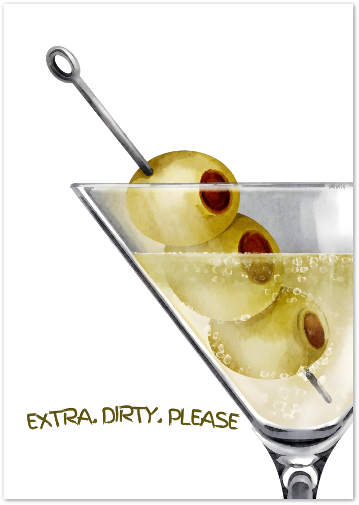 Posterux© | Extra Dirty Please Poster – Bold Martini Watercolor Art poster – premium wall art