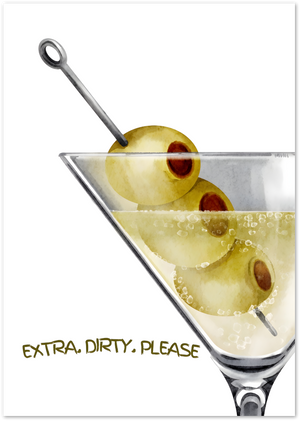 Posterux© | Extra Dirty Please Poster – Bold Martini Watercolor Art poster – premium wall art