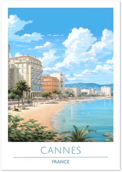 Posterux© | Cannes Poster – French Riviera Beachfront Elegance poster – premium wall art