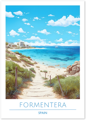 Posterux© | Formentera Beach Poster – Coastal Path to Paradise poster – premium wall art