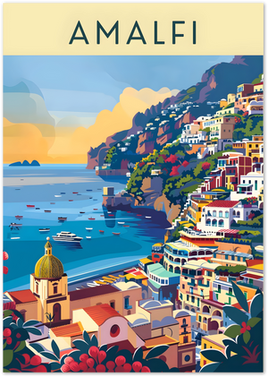 Posterux© | Amalfi Coast Poster – Sunset Over Colorful Cliffs poster – premium wall art