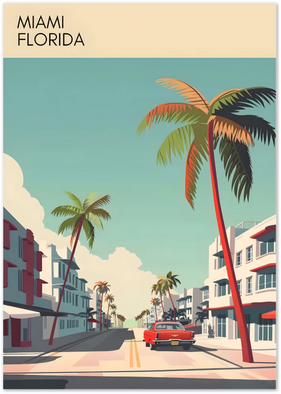Posterux© | Miami Florida Poster – Retro Coastal Drive poster – premium wall art