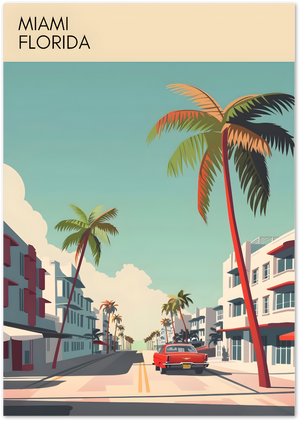 Posterux© | Miami Florida Poster – Retro Coastal Drive poster – premium wall art