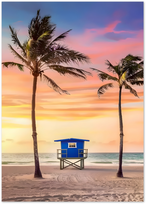Posterux© | Lifeguard Sunset Poster – Tropical Escape with Retro Vibes poster – premium wall art