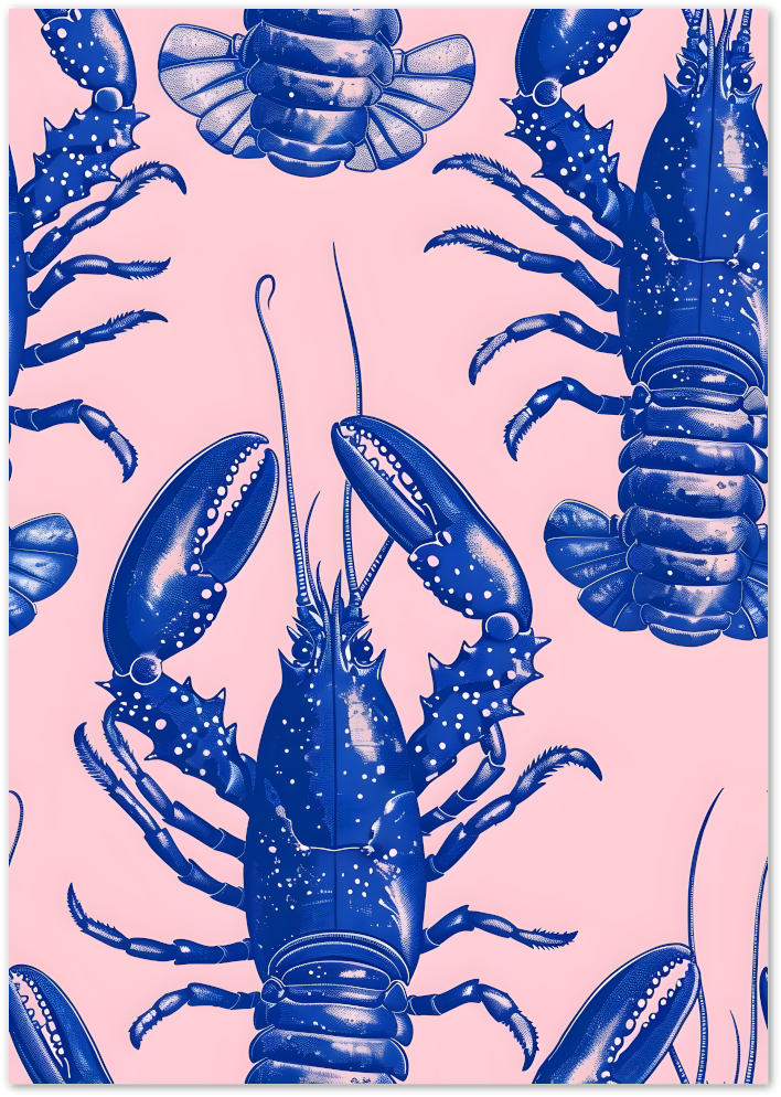 Posterux© | Pink Lobsters Poster – Bold Seafood Wall Art with Retro Twist poster – premium wall art
