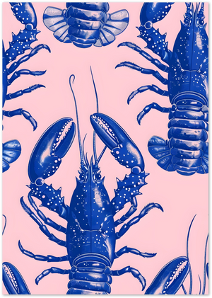 Posterux© | Pink Lobsters Poster – Bold Seafood Wall Art with Retro Twist poster – premium wall art