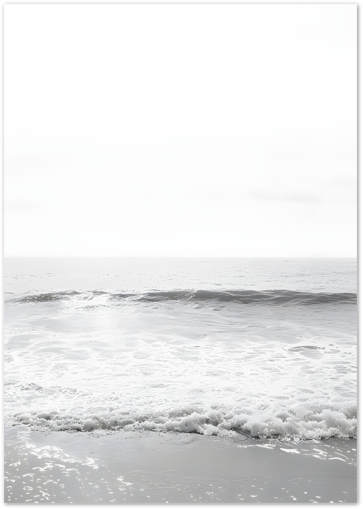 Posterux© | Monochrome Wave Poster – Minimal Ocean Still poster – premium wall art