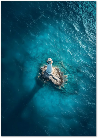 Posterux© | Lighthouse Aerial Poster – Ocean Isolation Photography poster – premium wall art