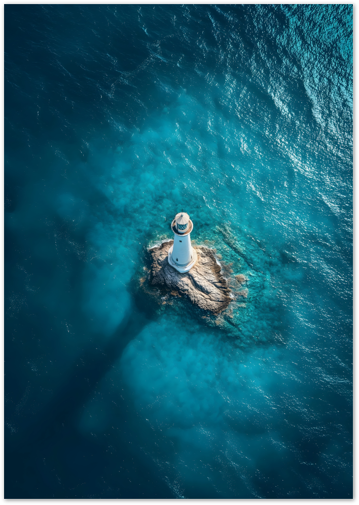 Posterux© | Lighthouse Aerial Poster – Ocean Isolation Photography poster – premium wall art