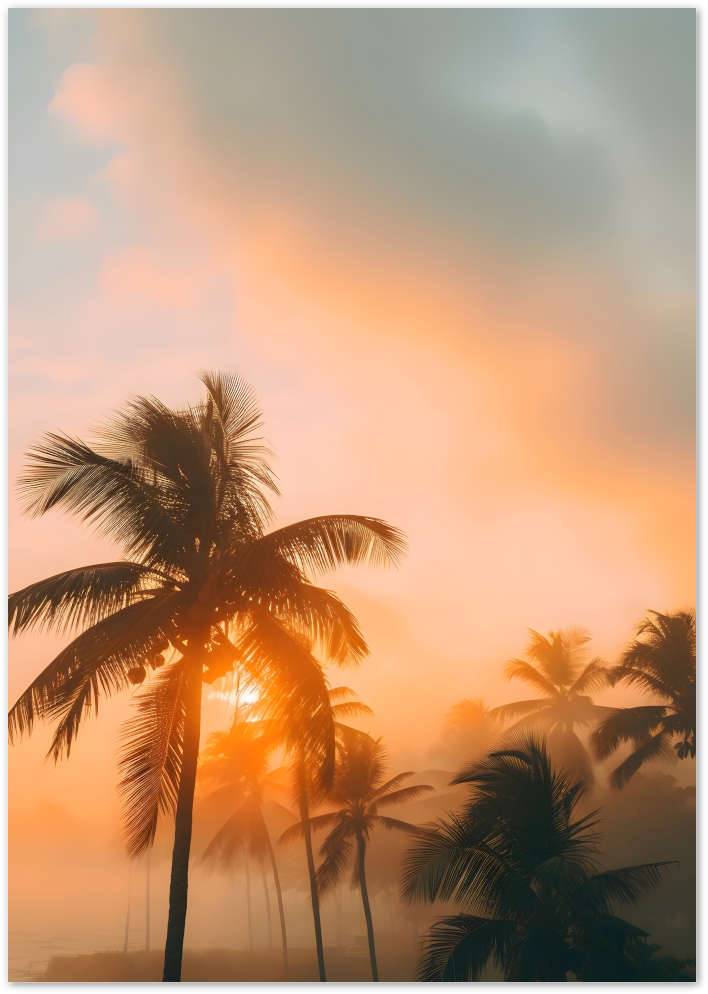 Posterux© | Golden Palms Poster – Tropical Sunset Photography poster – premium wall art