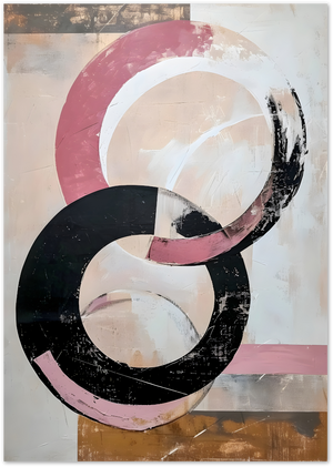 Posterux© | Interlinked Circles Poster – Modern Abstract in Blush and Black poster – premium wall art