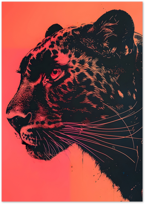 Posterux© | Neon Panther Poster – Bold Pink & Black Big Cat Illustration poster – premium wall art