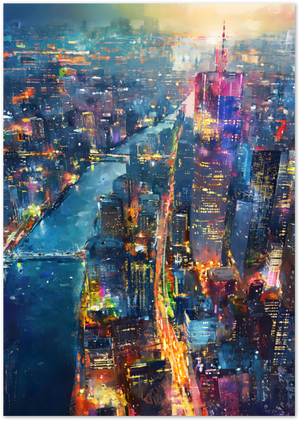 Posterux© | Neon Skyline Poster – Abstract City Lights at Night poster – premium wall art