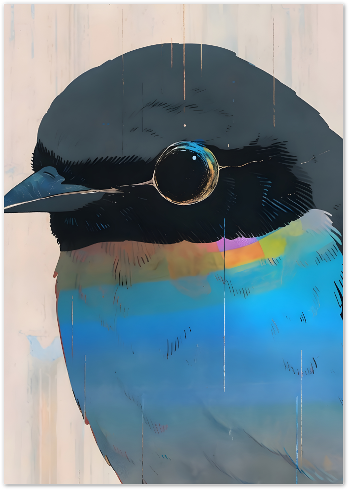 Posterux© | Hipster Bird Poster – Bluebird with Monocle Illustration poster – premium wall art