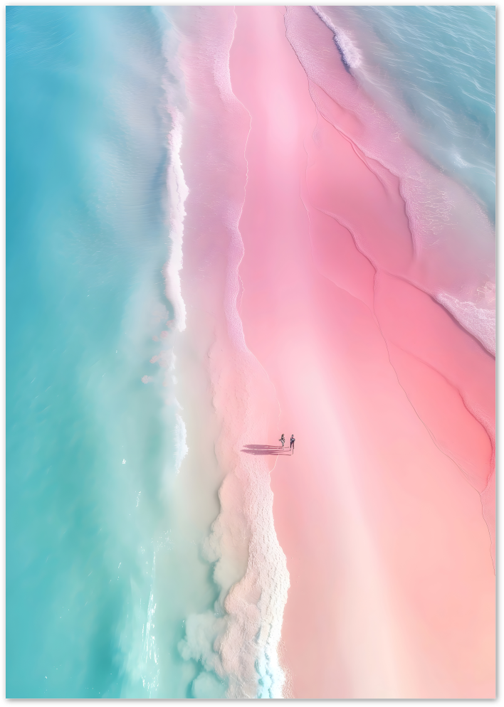 Posterux© | Pink Paradise Beach Poster – Aerial Pastel Shoreline poster – premium wall art