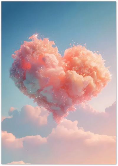 Posterux© | Heart Cloud Poster – Cotton Candy Skies and Dreamy Romance poster – premium wall art