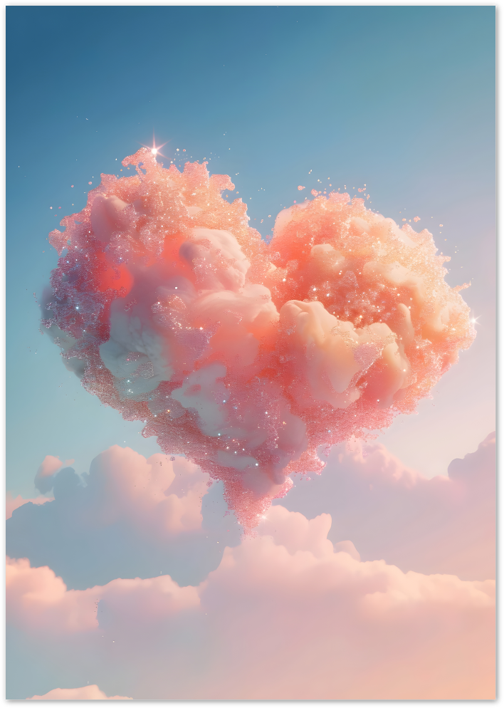 Posterux© | Heart Cloud Poster – Cotton Candy Skies and Dreamy Romance poster – premium wall art