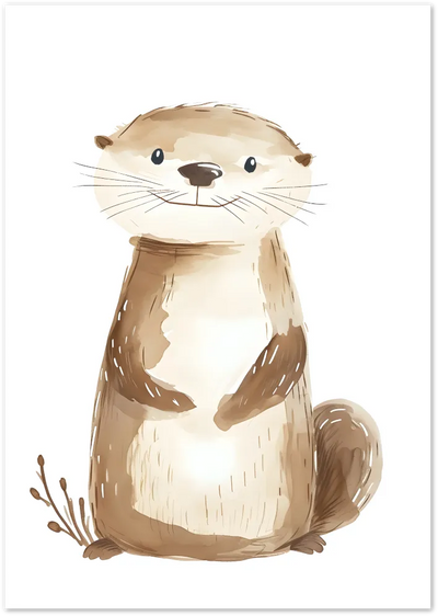Posterux© | Happy Otter Poster – Whimsical Animal Watercolor poster – premium wall art