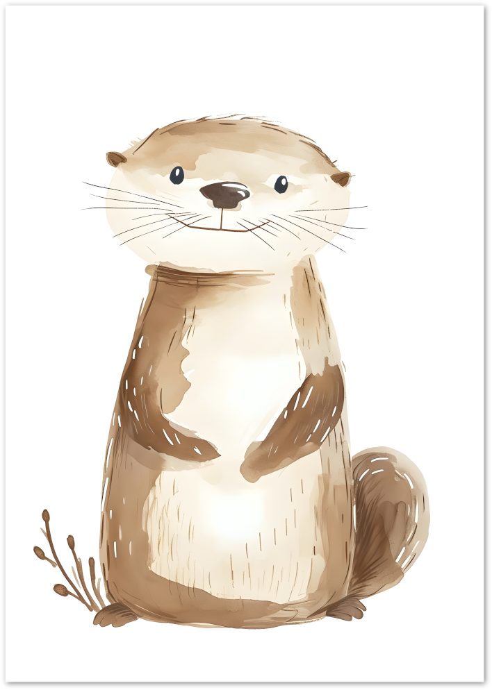 Posterux© | Happy Otter Poster – Whimsical Animal Watercolor poster – premium wall art