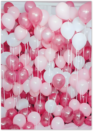 Posterux© | Pink Balloon Party Poster – Whimsical Pop of Celebration poster – premium wall art