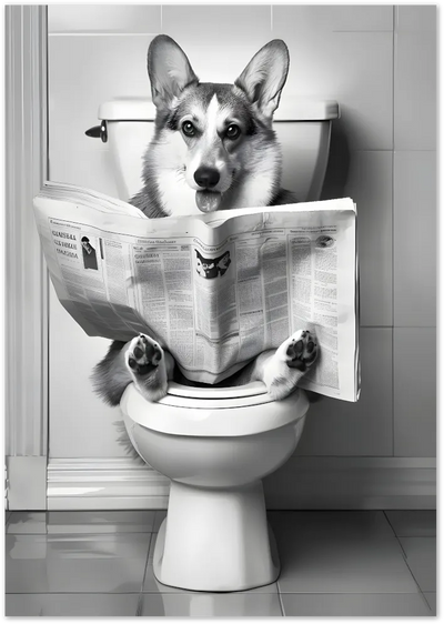 Posterux© | Toilet Reading Corgi Poster – Funny Dog Bathroom Art poster – premium wall art